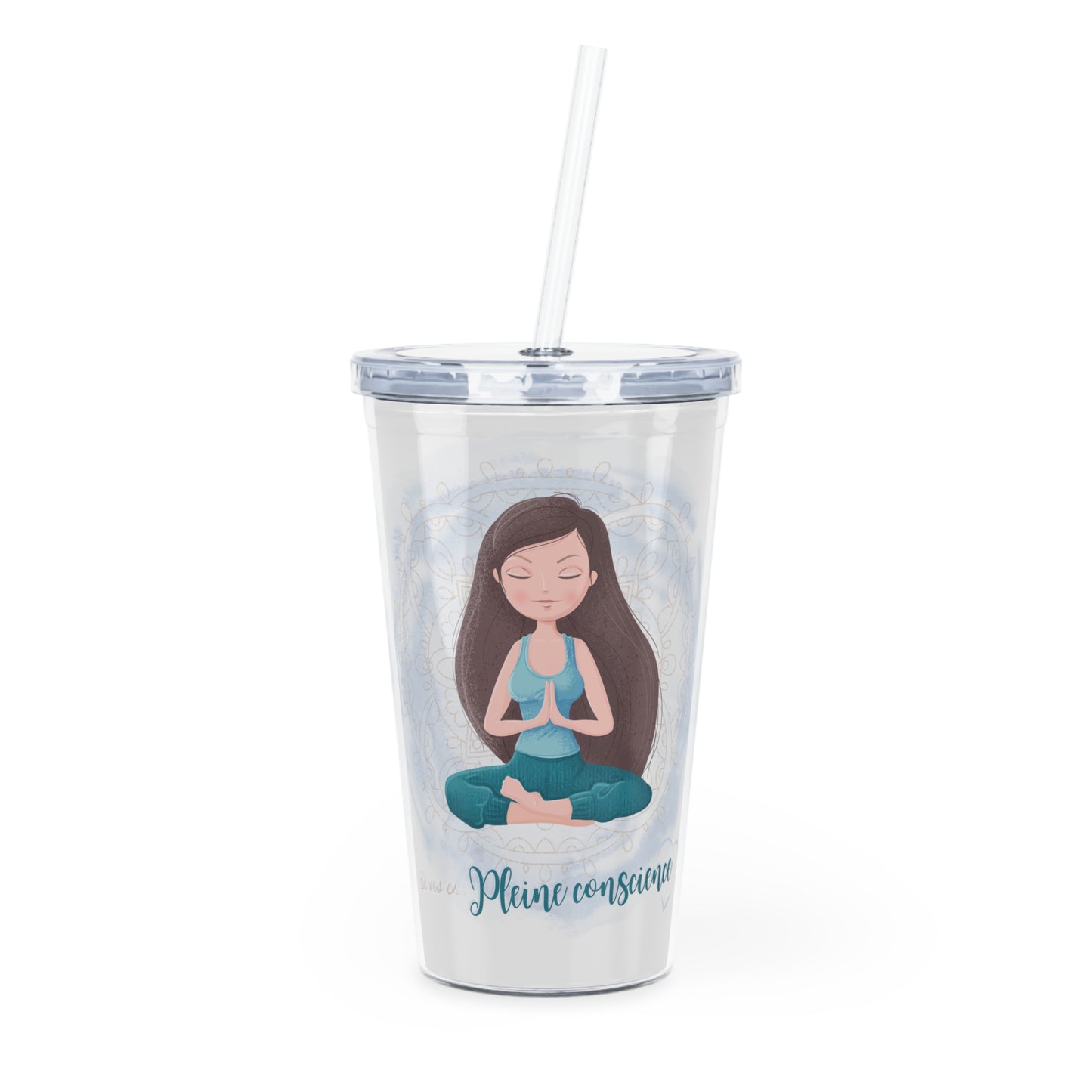 Gobelet 20 oz avec paille - Je vis en pleine conscience