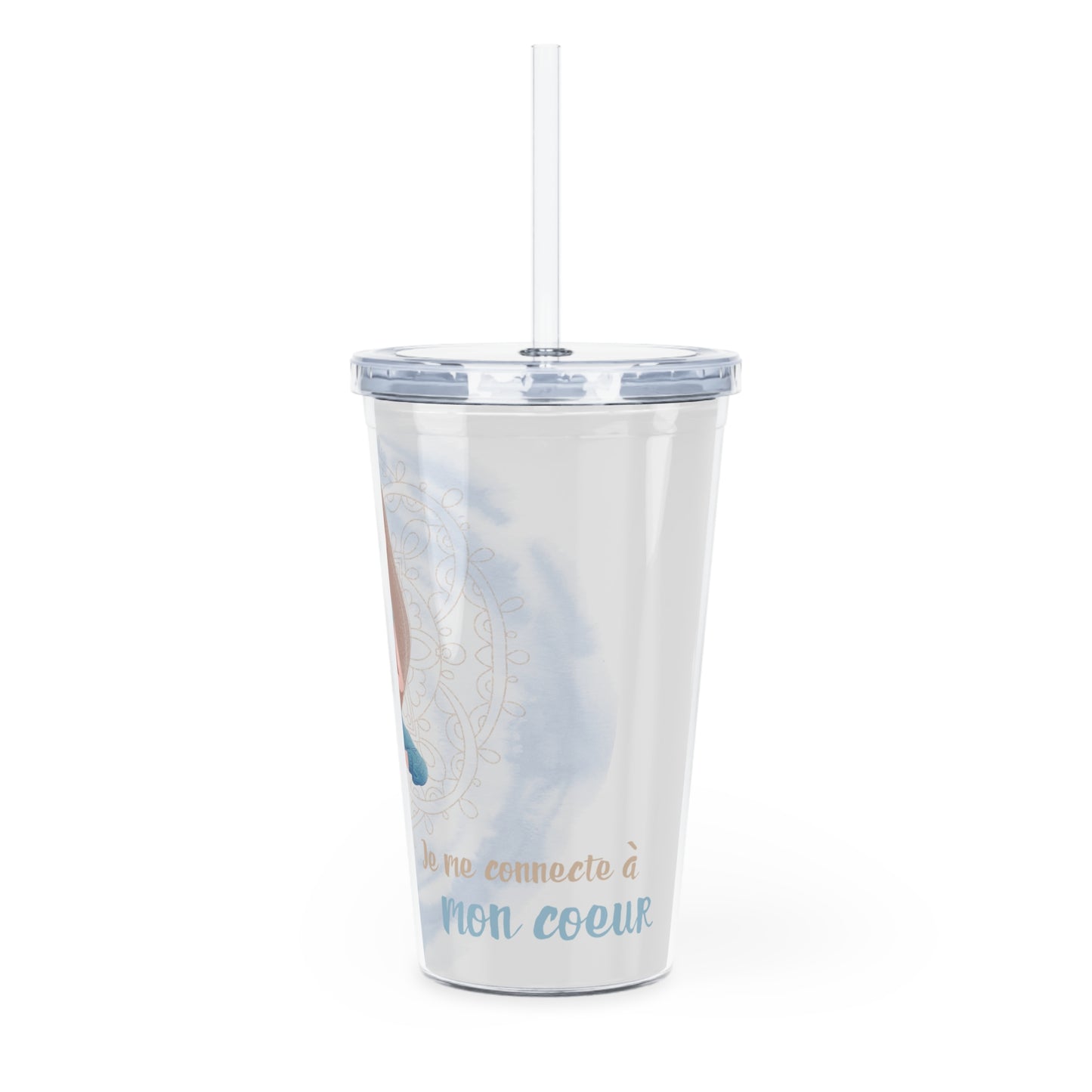 Gobelet 20 oz avec paille - Je me connecte à mon coeur