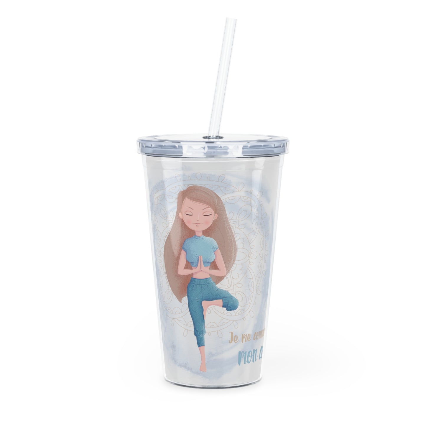 Gobelet 20 oz avec paille - Je me connecte à mon coeur