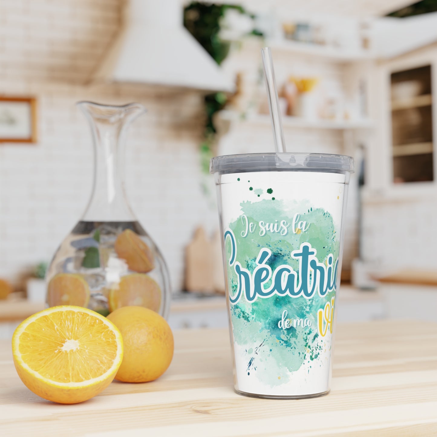 Gobelet 20 oz avec paille - Je suis la créatrice de ma vie - Splash