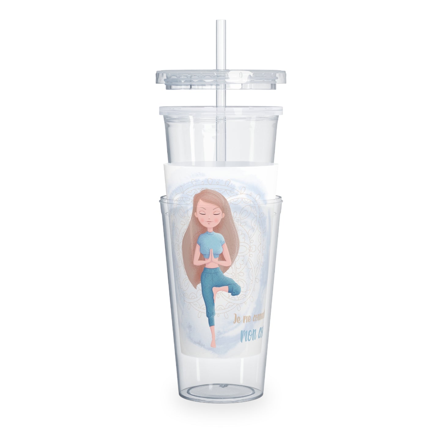 Gobelet 20 oz avec paille - Je me connecte à mon coeur