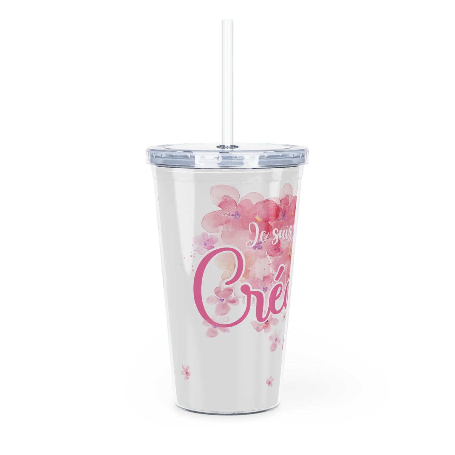Gobelet 20 oz avec paille - Je suis la créatrice de ma vie - Rose