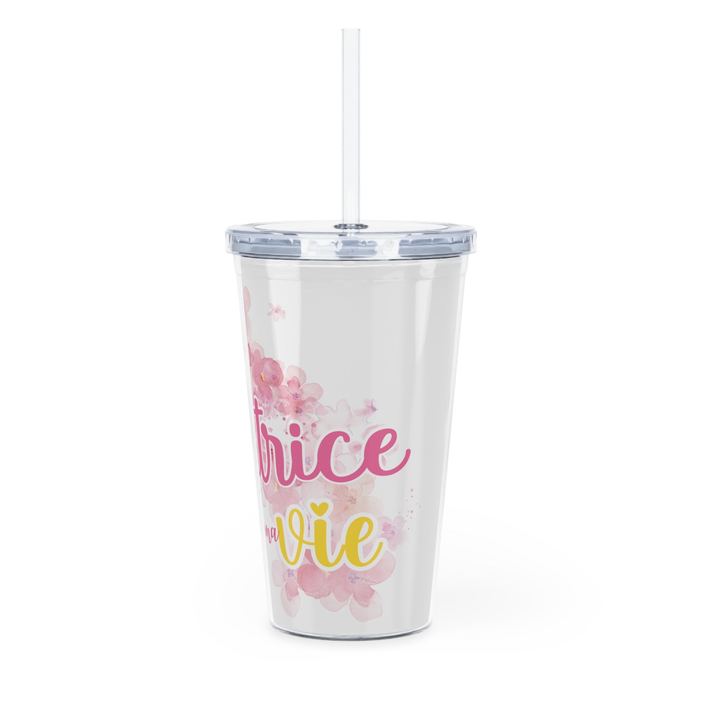 Gobelet 20 oz avec paille - Je suis la créatrice de ma vie - Rose