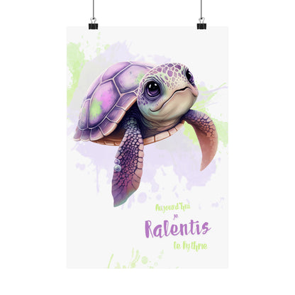 Affiche 12x18 tortue mignonne - Aujourd'hui, je ralentis