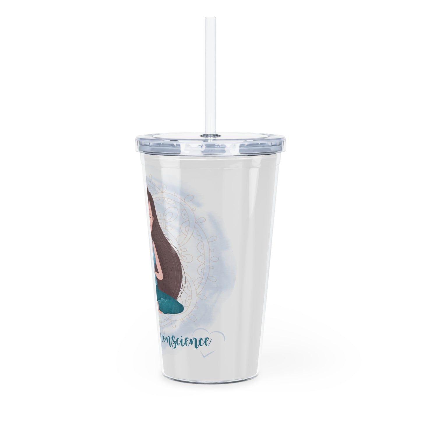 Gobelet 20 oz avec paille - Je vis en pleine conscience
