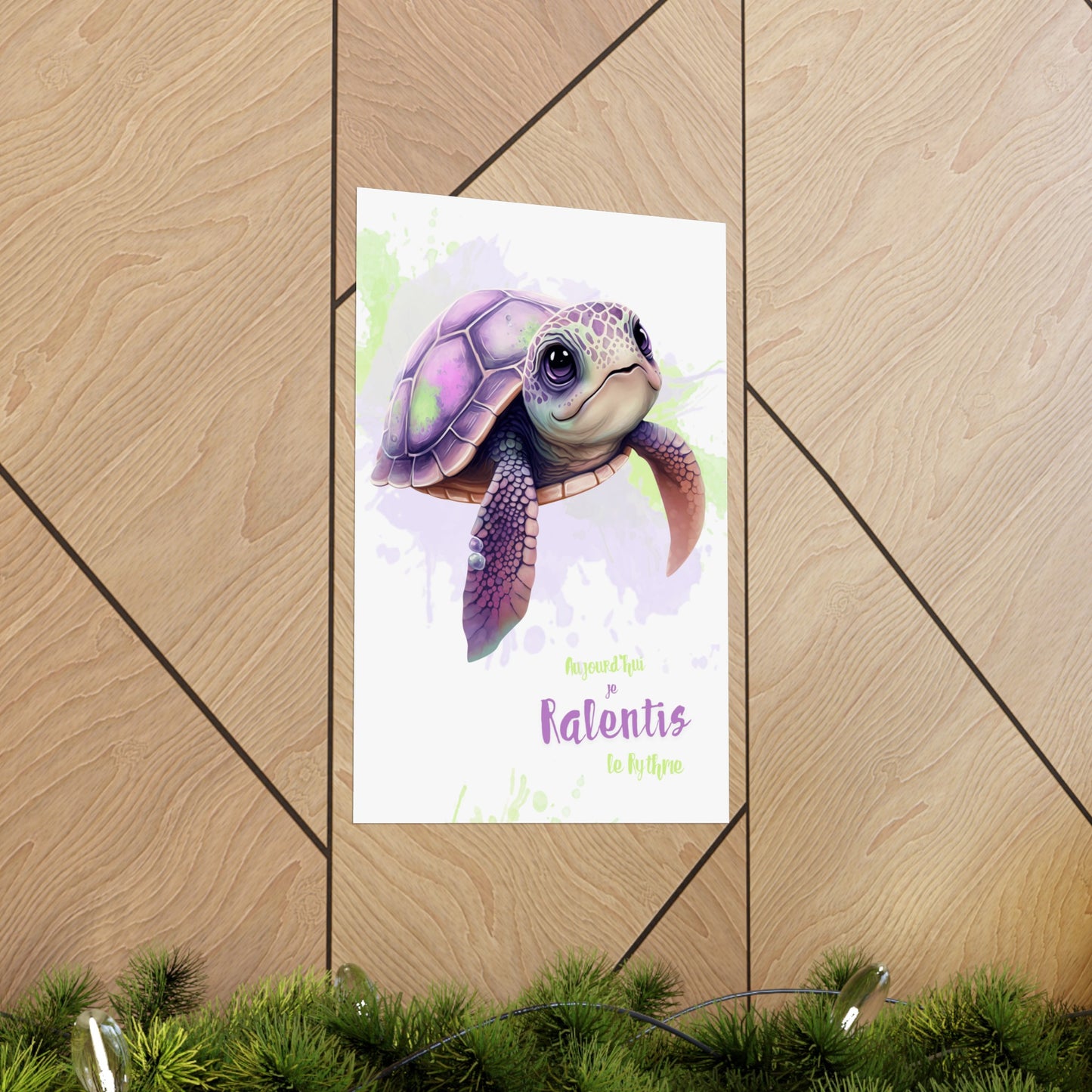 Affiche 12x18 tortue mignonne - Aujourd'hui, je ralentis