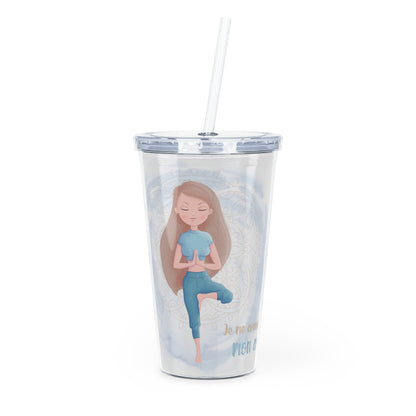 Gobelet 20 oz avec paille - Je me connecte à mon coeur